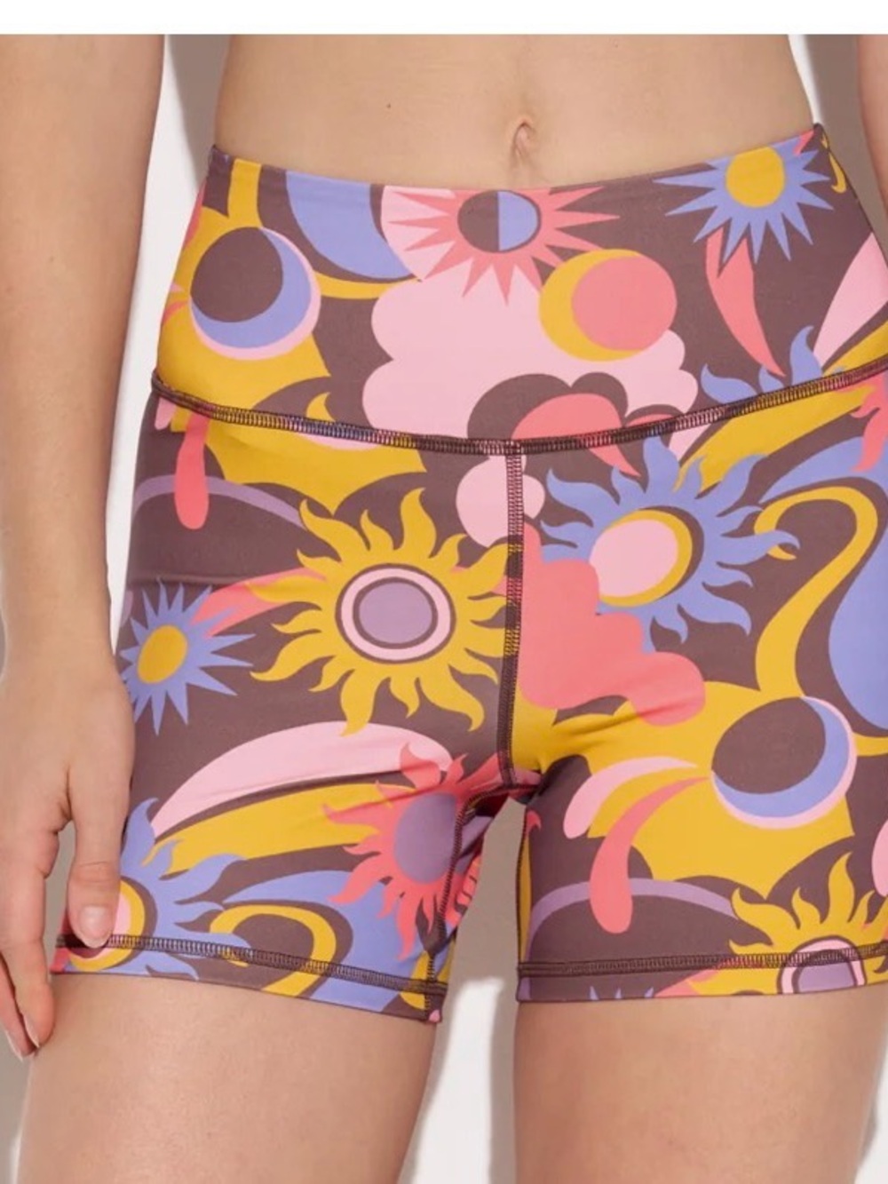 Spiritual Gangster Baja Sol Pink Yellow Blue Retro Sunburst Athletic Shorts